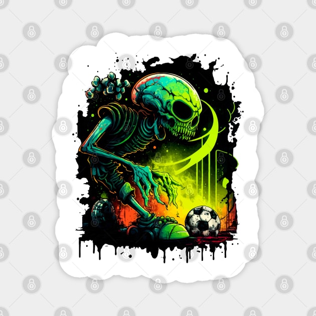 Alien Sports Player Soccer Futball Football - Graphiti Art Graphic Trendy Holiday Gift Magnet by MaystarUniverse