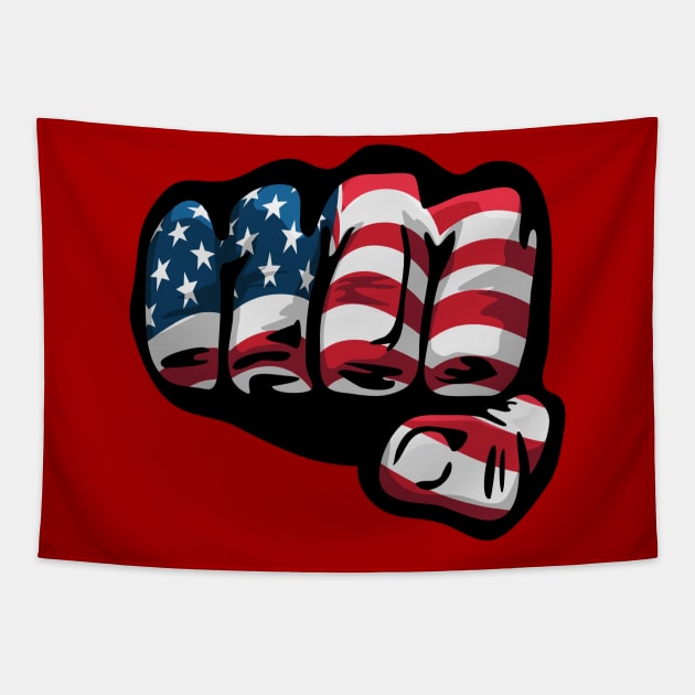 American Flag Fist Tapestry by hobrath