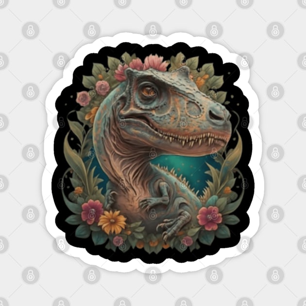 Cute floral dinosaur gift ideas Magnet by WeLoveAnimals