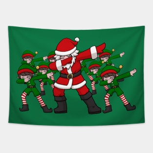 Kids Apparel Santa And Elves Dancing The Dabbing Dance Tapestry