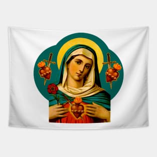 The burning and painful heart of the Virgin Mary of Sorrows Tapestry