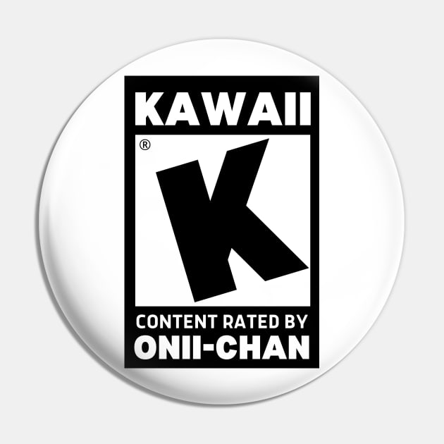 Kawaii ESRB Rated K Black and White Content Rating Pin by cocorf