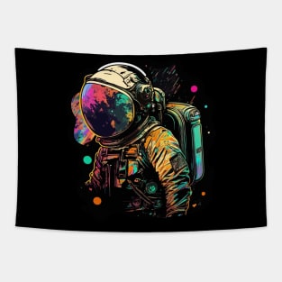 Astronaut in Space Colorful Vibrant Psychedelic Tapestry