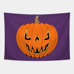 Scary Jack-o'-Lantern Halloween Design Tapestry