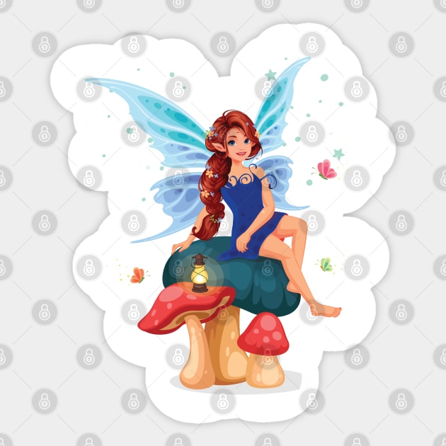 Fairy Sitting And Looking Up Sticker
