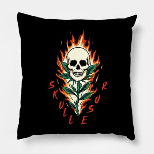 Skull Fire Flower Pillow