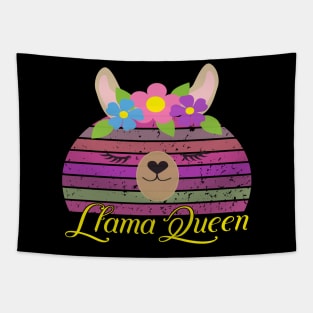 Vintage Retro Llama Queen Tapestry