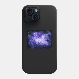 Watercolor Blue Nebula and Starry Sky Phone Case