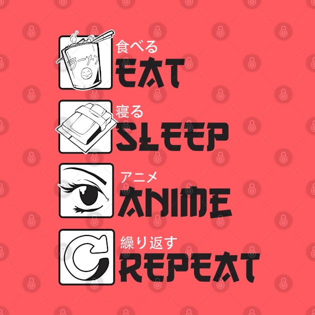 Funny Cute Kawaii Japanese Manga Lover, Eat Sleep Anime Repeat by hugandmug