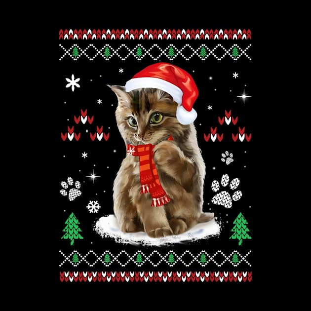 Ugly Christmas Sweater Cat Shirt Gift by TeeJocular