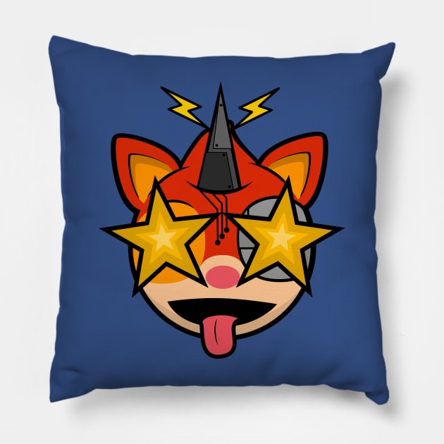 Excited Cyborg Squirrel Oskar Pillow by MOULE