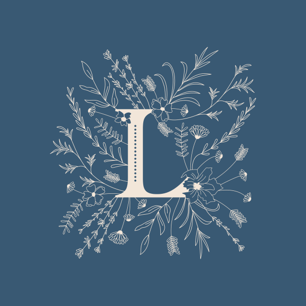 Botanical Letter L (Lake Blue) by Cascade Patterns