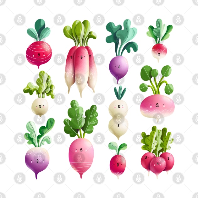 Fresh farm market radish by Stolenpencil