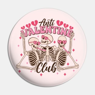 "Anti Valentine Club" Funny Skeletons Pin