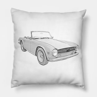 Triumph TR6 1970s classic sports car monochrome Pillow