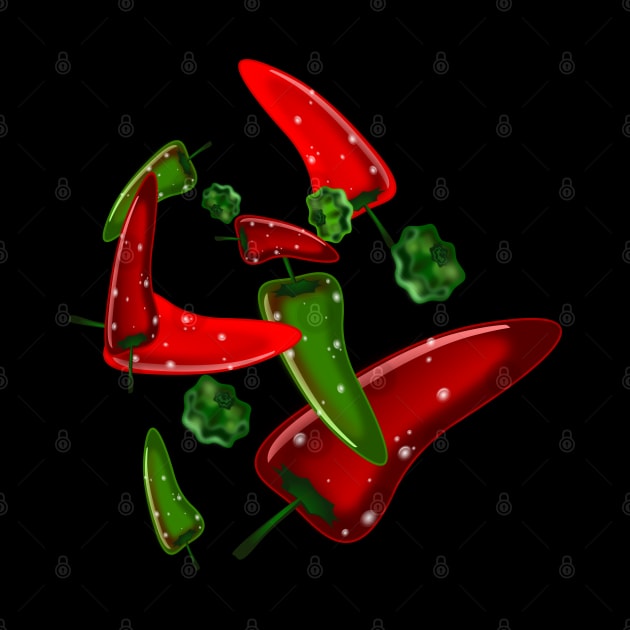 Green and Red Jalapeno Peppers by geodesyn