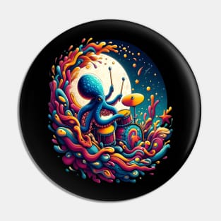 Moonlit Melodies Octopus Drummer Pin