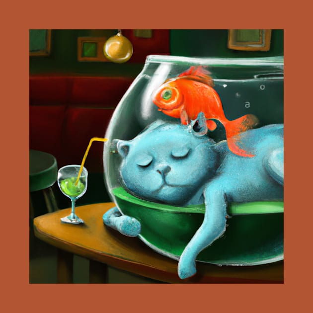 Blue Cat Sleeps Between Dimensions and Leaves Goldfish Homeless by Star Scrunch