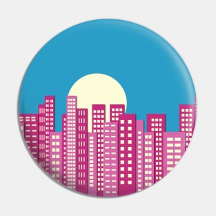 Pink City Skyline Full Moon Night Pin