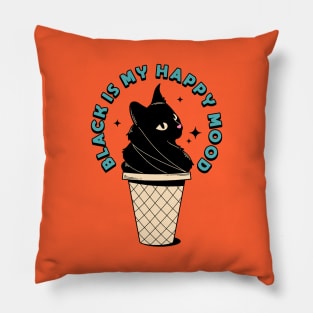 Ice Cream Black Cat in orange Pillow