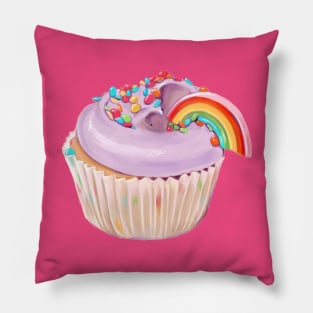 Pink Pastel Rainbow Cupcake Pillow