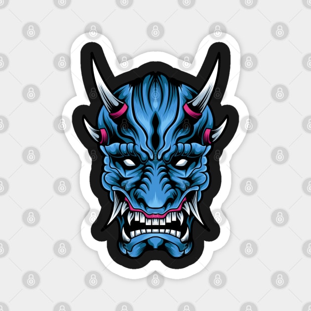 Illustrated Blue Oni Demon Magnet by HolidayBug