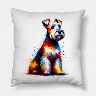 Colorful Abstract Glen of Imaal Terrier Splash Art Pillow