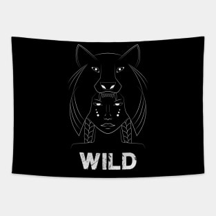 Wild Wolf Woman Tapestry