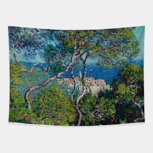 PANTONE MONET -  Gold frame Bordighera (1884) by Claude Monet landscape Tapestry