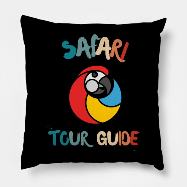 SAFARI TOUR GUIDE RED MACAW PARROT ZOOS ART Pillow by Comfort Suites 