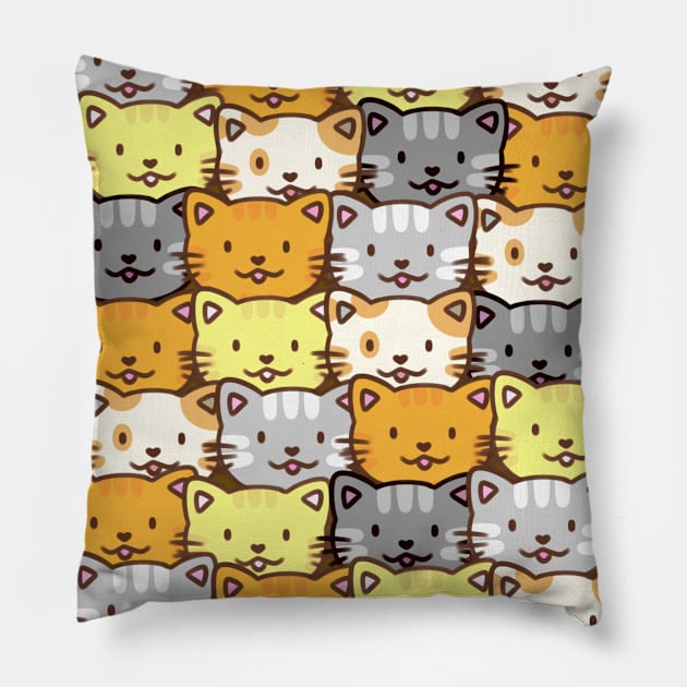 A Bunch of Colorful Cat Pattern Pillow by Art by Biyan