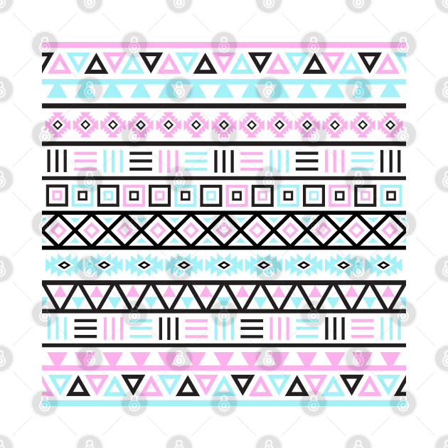 Aztec Influence BW Pink Blue by NataliePaskell