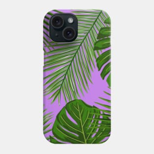 Palm Leaf and Monstera on Bright Purple Phone Case