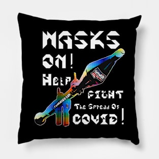 Mask On Help Fight The Spread Of COVID, v. White Text Pillow