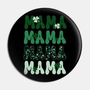 "MAMA" St. Patrick's Day Shamrock Green Retro Letters Pin