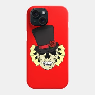 Magician Skull Wearing Top Hat and Deck of Cards Phone Case