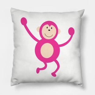 Cute Pink Dancing Monkey Pillow