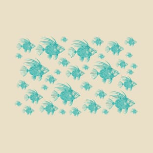 School of Linocut Fish T-Shirt