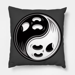 Ghost Yin Yang Black and White Pillow