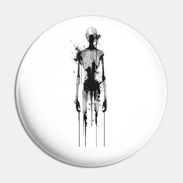 Robot ink splatter Pin by Codex Canvas