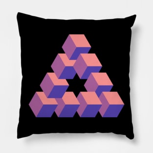 Optical illusion triangle #5-  Instant peach & purple Pillow
