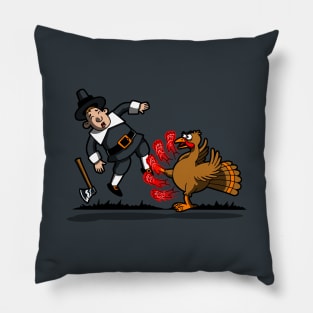 Retaliation Street Fighting Inspired Funny Thanksgiving Day Turkey Cartoon Pillow