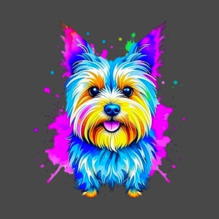 Colorful Yorkshire Terrier Splatter Art - Miniature Majesty T-Shirt