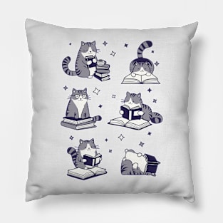 Cats reading books Pillow