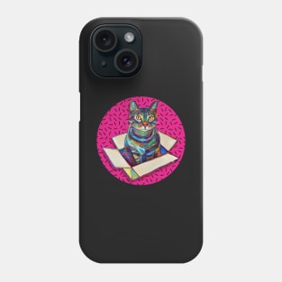 Psychedelic 80s Hot Pink Cat Sticker Phone Case