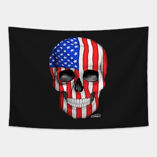 American Flag Skull (On Dark Background) Tapestry