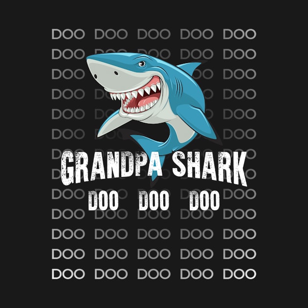 Grandpa Shark Shirt Doo Doo Matching Family Shark T-Shirt by Adamita