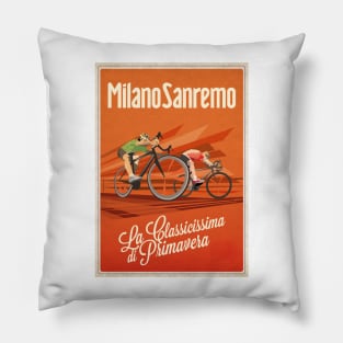 Retro Milan San Remo cycling art Pillow