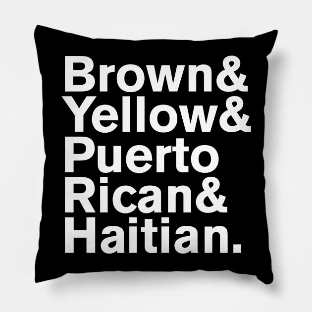Brown Yellow Puerto Rican Haitian Pillow by Flippin' Sweet Gear