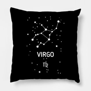 Virgo Zodiac Sign Constellation (White Print) Pillow